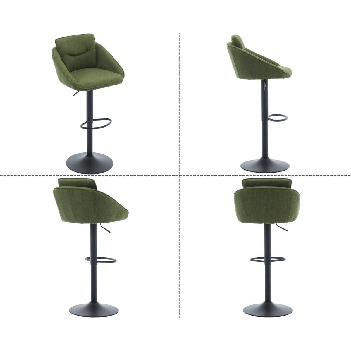 Verstellbarer Barhocker mit Fußstütze – 2er Set, Grün