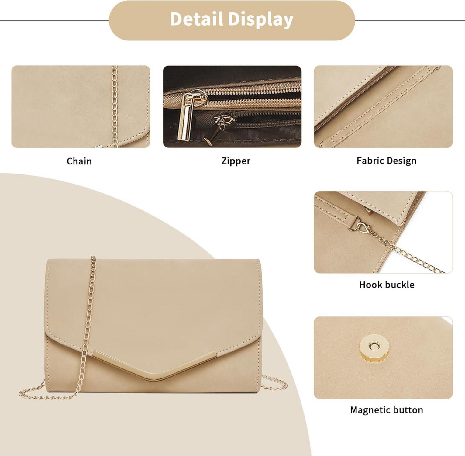 Elegante Damen Clutch Abendtasche mit Kettentasche - Hochwertiges