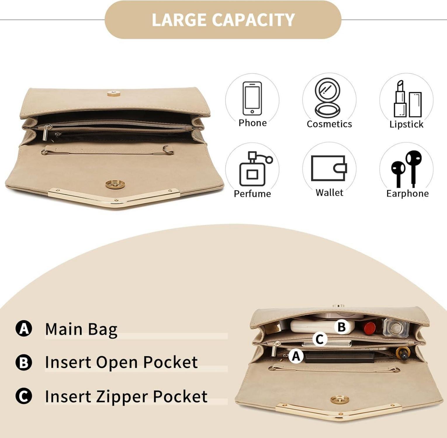 Damen Clutch Abendtasche Elegante Handtasche Hochzeit Umhängetasche Gold