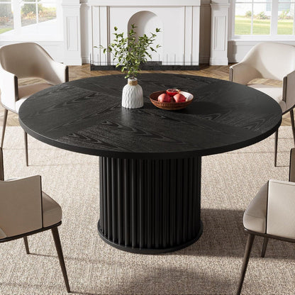 Runder Esstisch 120cm Schwarz – Moderner Esszimmertisch für 4-6 Personen