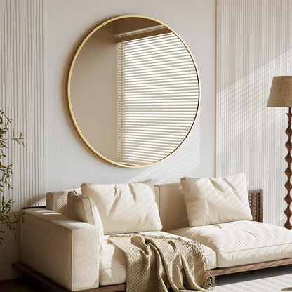 Runder Wandspiegel 106cm mit Gold Aluminiumrahmen