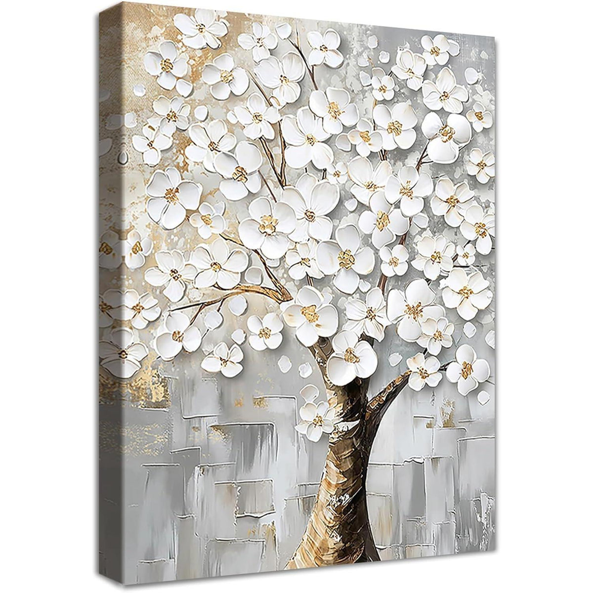 Gerahmtes Blumenbaum-Leinwandbild - Wandkunst für Wohnzimmer