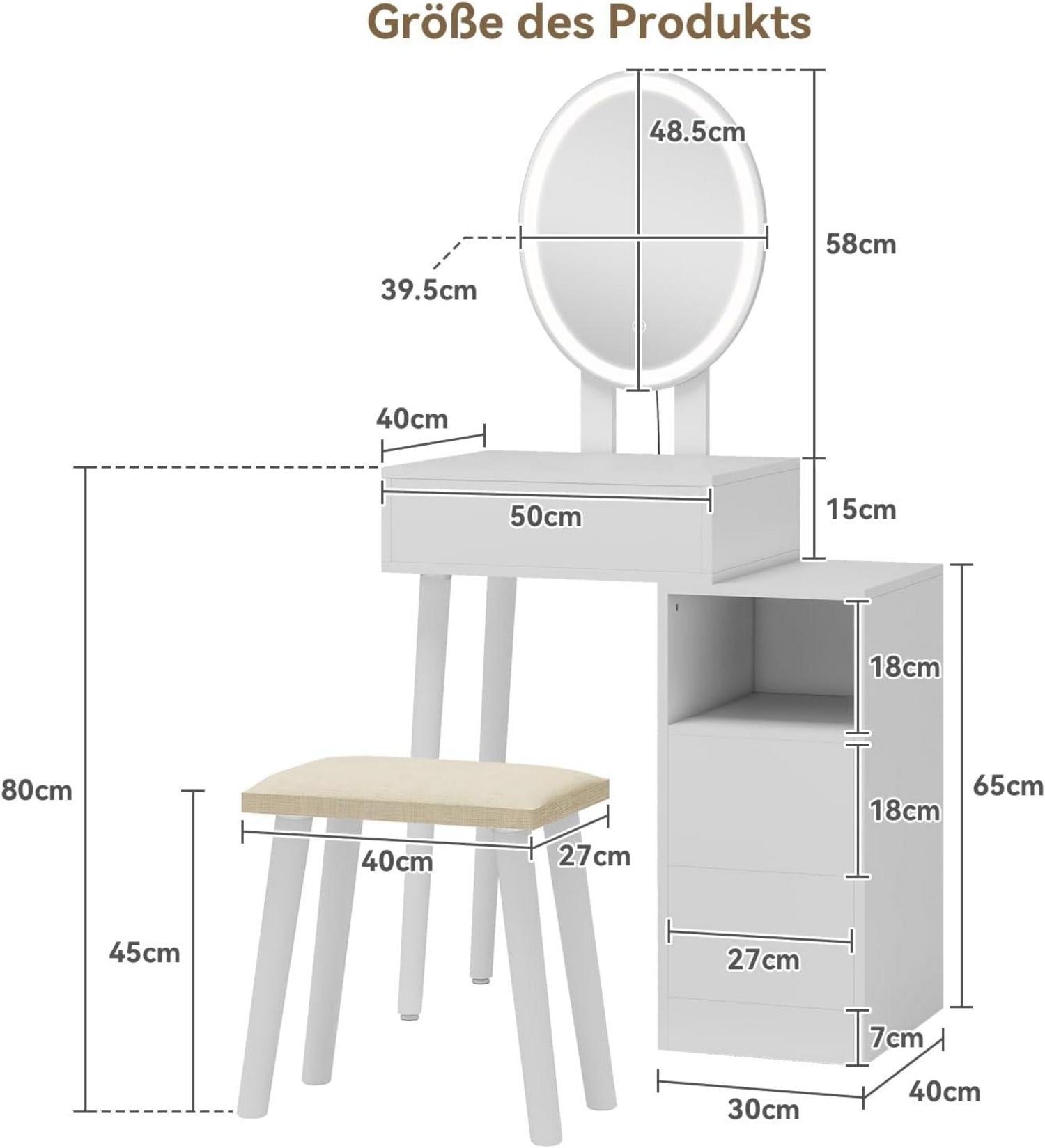 Schminktisch LED Spiegel Schminktisch Schubladen Frisiertisch Make Up