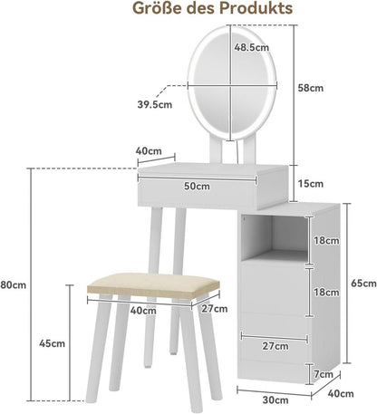 Schminktisch LED Spiegel Schminktisch Schubladen Frisiertisch Make Up
