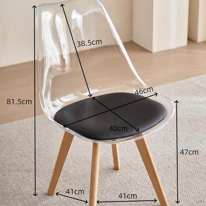 6 Esszimmerstühle mit transparentem Rücken & PU-Leder