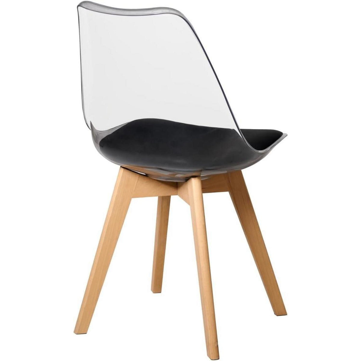 6 Esszimmerstühle mit transparentem Rücken & PU-Leder
