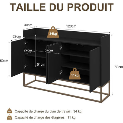Modernes Sideboard mit 4 Türen – Schwarz, Minimalistisch & Vielseitig