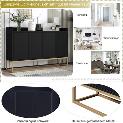 Modernes Sideboard mit 4 Türen – Schwarz, Minimalistisch & Vielseitig