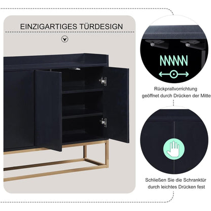 Modernes Sideboard mit 4 Türen – Schwarz, Minimalistisch & Vielseitig