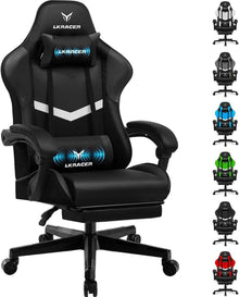 Ergonomischer Gaming Stuhl mit Fußstütze und Lendenkissen