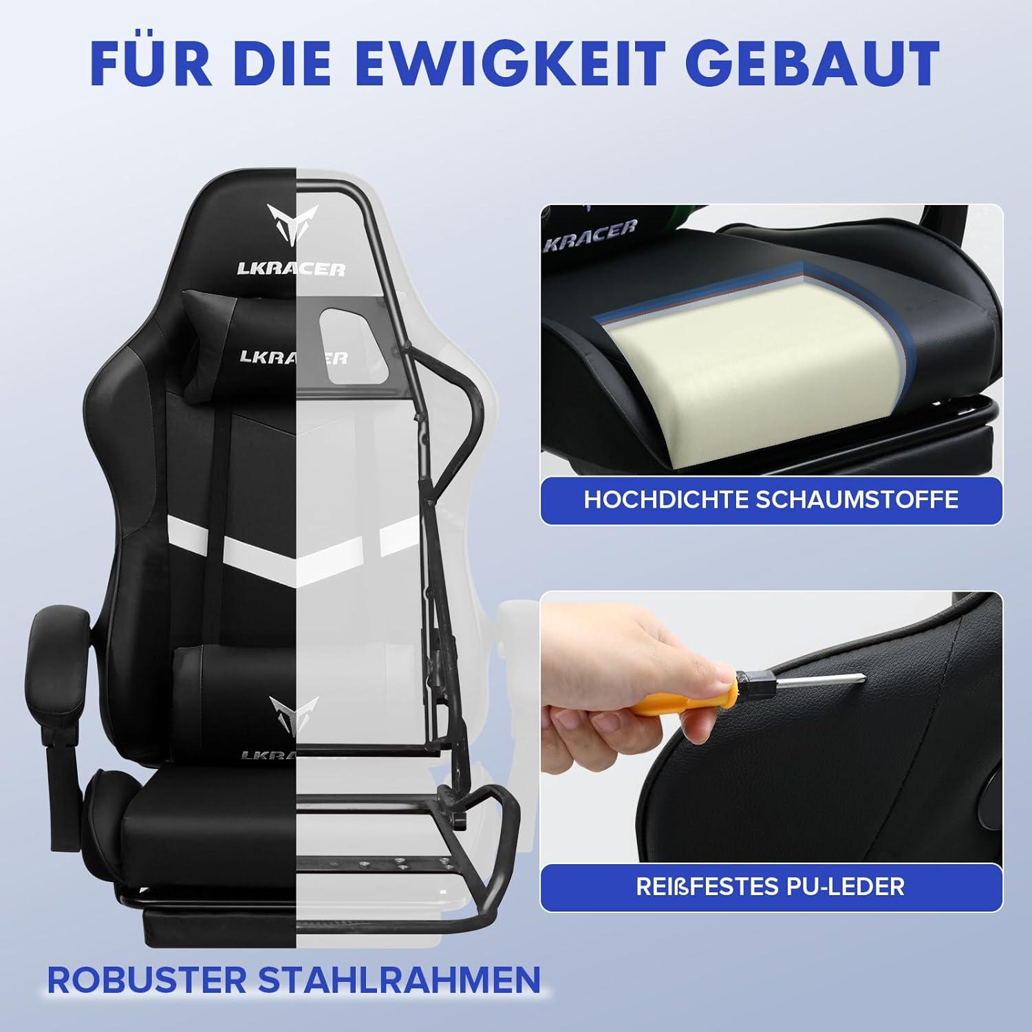 Bürostuhl Gaming Stuhl mit Fußstütze ergonomisch