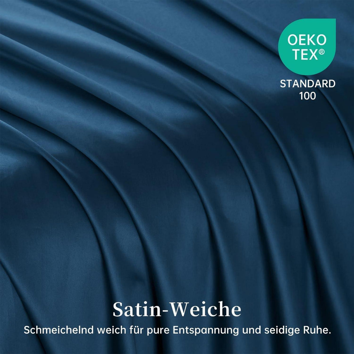 Satin Bettwäsche Set 220x240 cm Petrol Blau Mako Baumwolle