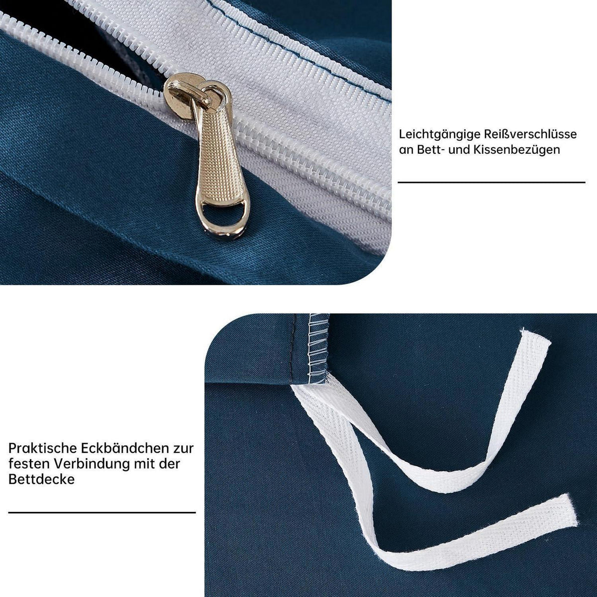 Satin Bettwäsche Set 220x240 cm Petrol Blau Mako Baumwolle