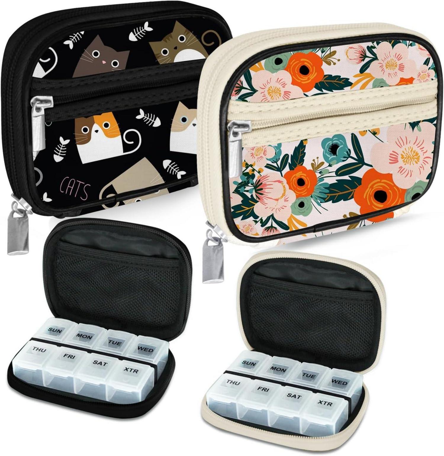 Tablettenbox 7 Tage Medikamentenbox Pillenbox Reißverschluss Fischöl