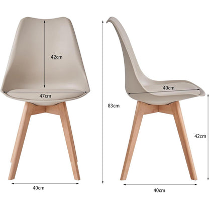 2er-Set Esszimmerstühle Modern, Khaki, Buchenbeine