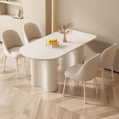 Moderner Esstisch Weiß mit 4 Polsterstühlen – Esszimmer Set 140cm