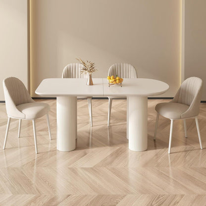 Moderner Esstisch Weiß mit 4 Polsterstühlen – Esszimmer Set 140cm