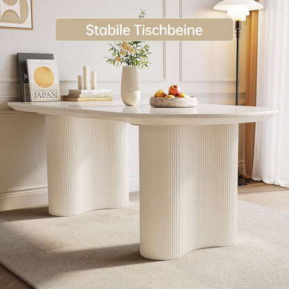 Moderner Esstisch Weiß mit 4 Polsterstühlen – 160cm Esszimmer Set