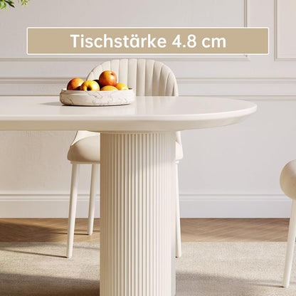 Moderner Esstisch Weiß mit 4 Polsterstühlen – 160cm Esszimmer Set