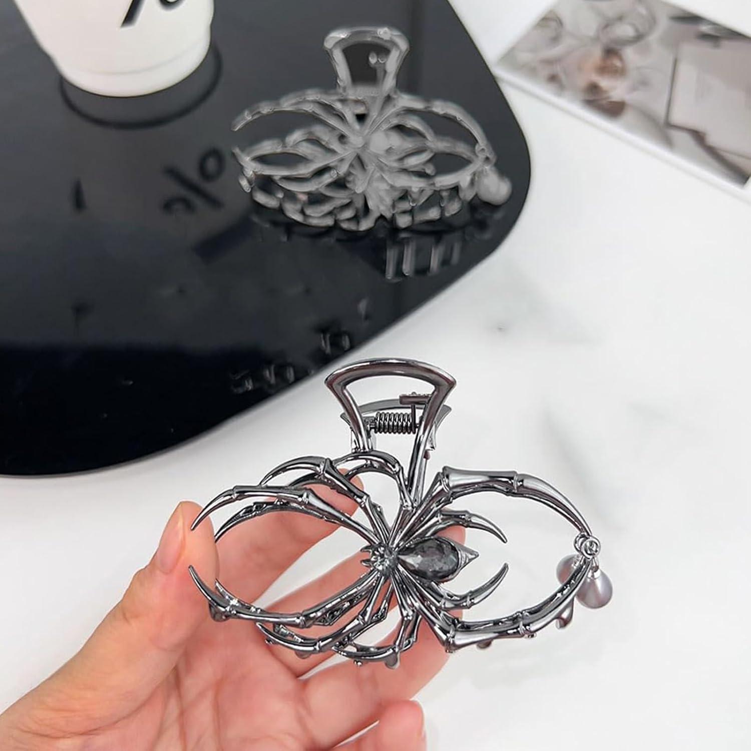 Yeomju Spinnen Haarklammer Metall Silber Schwarz 2 Stück