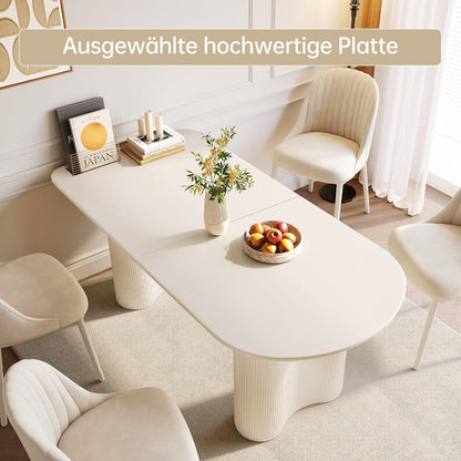 Moderner Esstisch Weiß mit 6 Polsterstühlen – Esszimmer Set 160cm