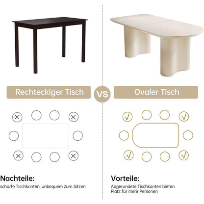 Moderner Esstisch Weiß mit 6 Polsterstühlen – Esszimmer Set 160cm