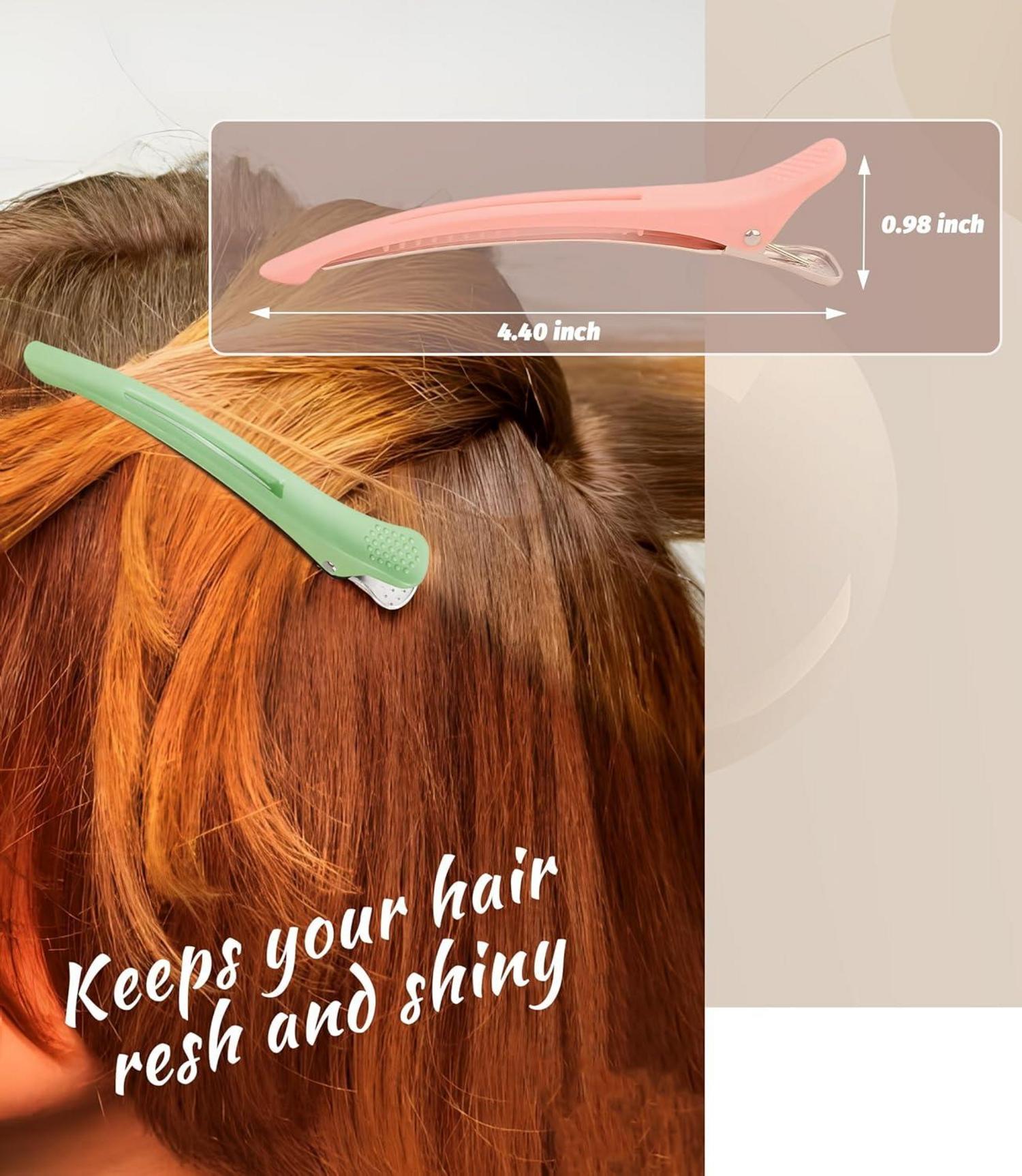 Professionelle Haarklammer 12 Stück für Friseur und Zuhause, Rutschfeste Abteilklammern mit Silikonband, Sechs Farben