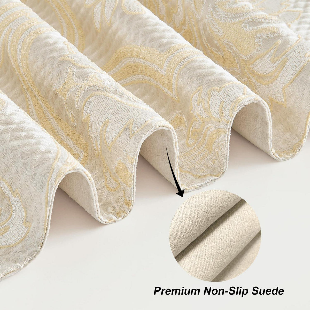 Tischläufer mit Quasten, Jacquard, Weiß & Gelb, 33x228cm
