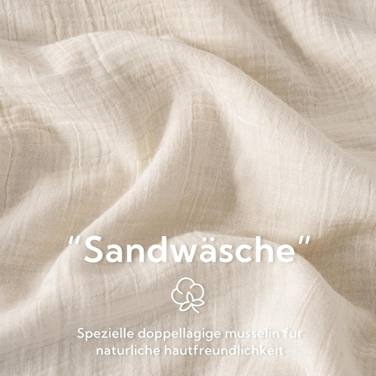 Doppelmuslin Bettwäsche 135x200 Hellbeige 4-teilig Baumwolle