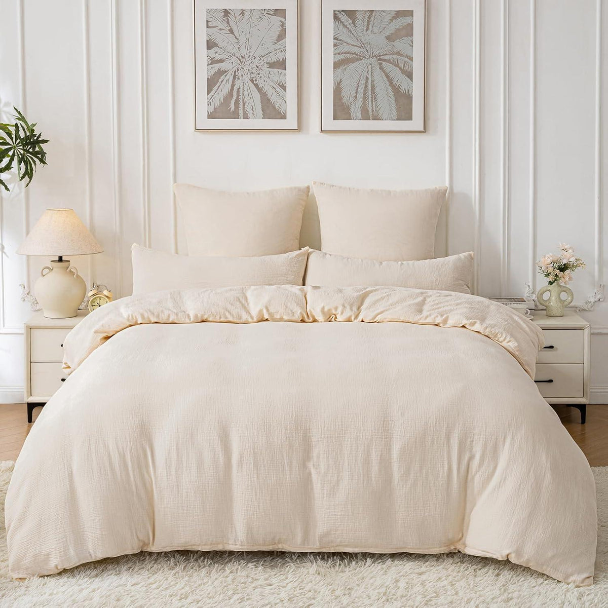Bettwäsche-Set Doppelte Baumwolle Hellbeige 220x240 cm