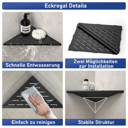 Eck Duschregal Edelstahl 2er Set Schwarz – Platzsparend & Modern