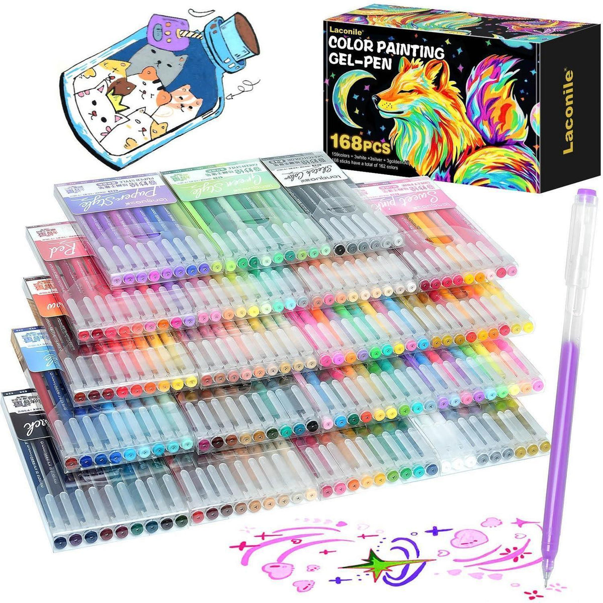 168 Gelstifte Set für Erwachsene – 162 Farben zum Malen & Schreiben