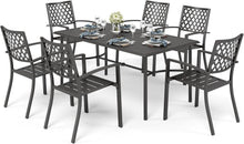 Gartenmöbel Set 6 Stühle mit Tisch Wetterfest Metall Schwarz