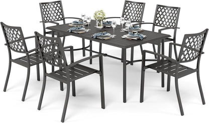 Gartenmöbel Set 6 Stühle mit Tisch Wetterfest Metall Schwarz