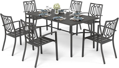 Gartenmöbel Set Metall Wetterfest 6er Set Stühle Tisch 4cm Schirmloch
