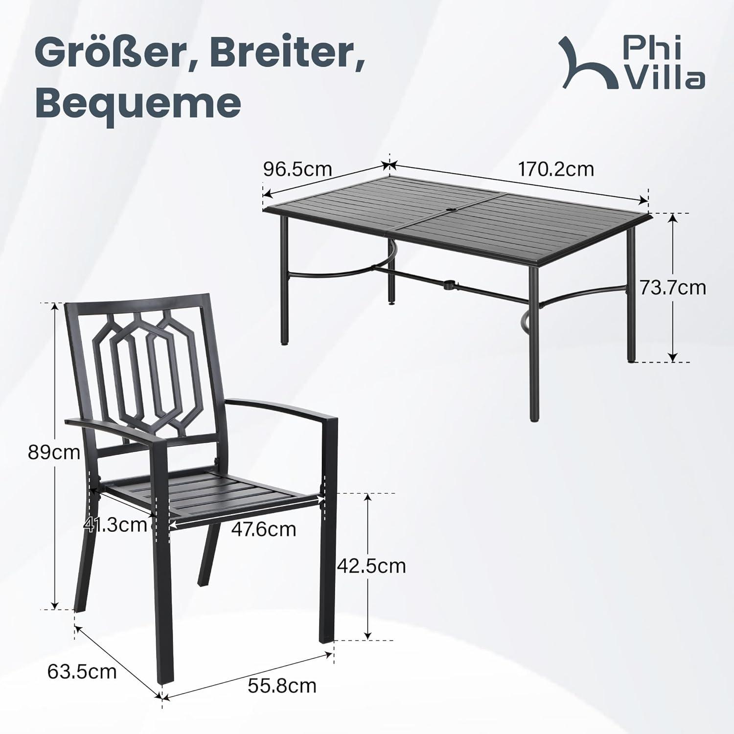 Gartenmöbel Set Metall Wetterfest 6er Set Stapelbare Stühle
