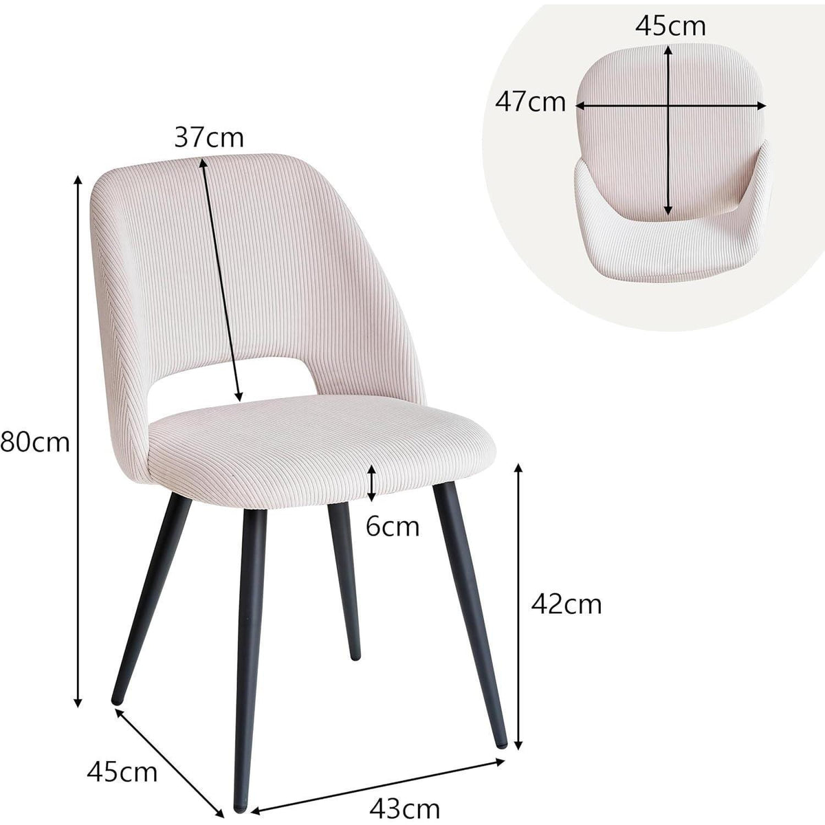 8 Esszimmerstühle mit Cordbezug, Beige – Bequem & Modern