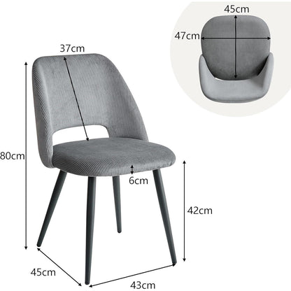 8 Esszimmerstühle Grau mit Cordbezug & Metallbeinen