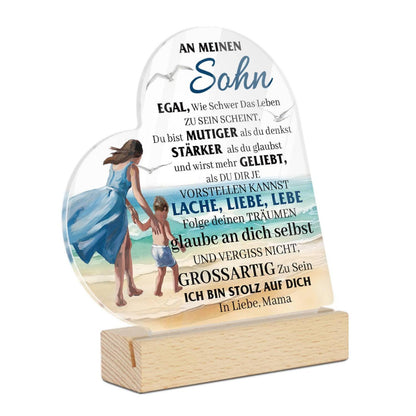 Herz Tischdeko mit Holzsockel – Geschenk für Sohn
