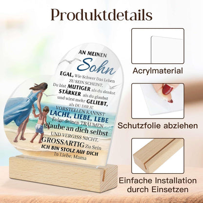 Herz Tischdeko mit Holzsockel – Geschenk für Sohn