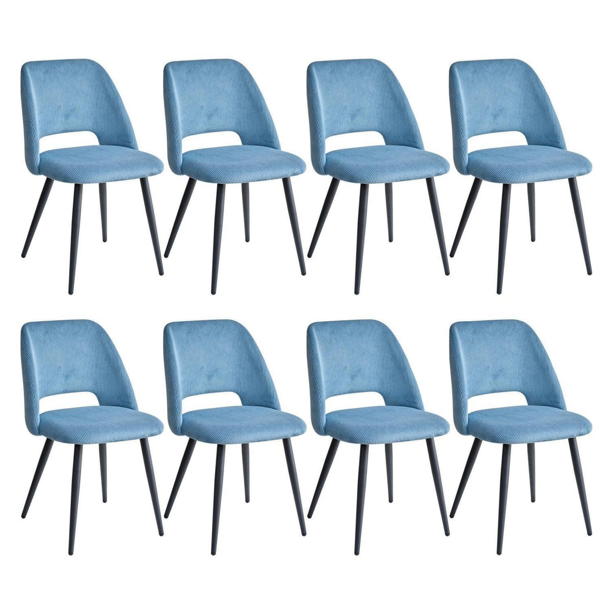 8 Esszimmerstühle mit Cordbezug, Blau – Bequemer Sitz
