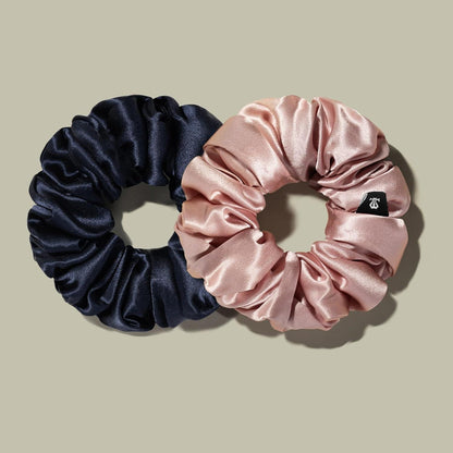 LILYSILK Seide Haargummis Damen Pferdeschwanzhalter 2er Pack Blau/Rosa