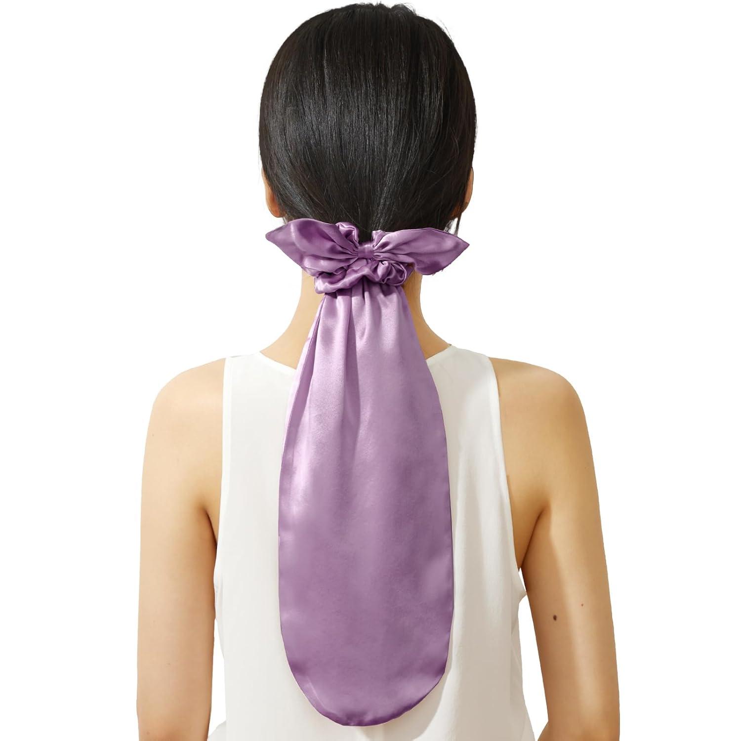 Seidige Schlafhaube & Haargummi Set 100% Maulbeerseide Lavendel