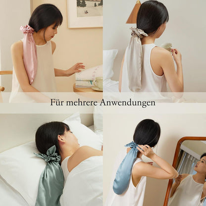 Seide Schlafhaube Scrunchies 2-in-1 100% Seide Haargummis für langes