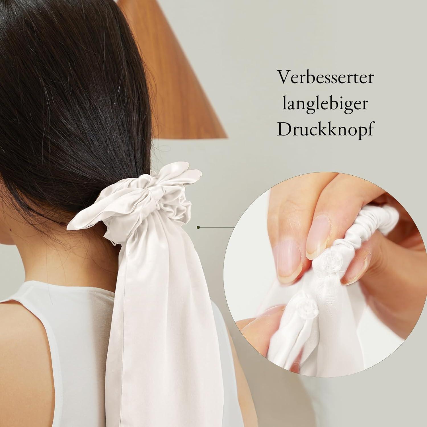 Seidenschlafmütze & Scrunchies Set 100% Seide Elfenbein