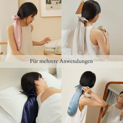 Seide Schlafmütze Haargummis 2-in-1 lang Haar Elfenbein