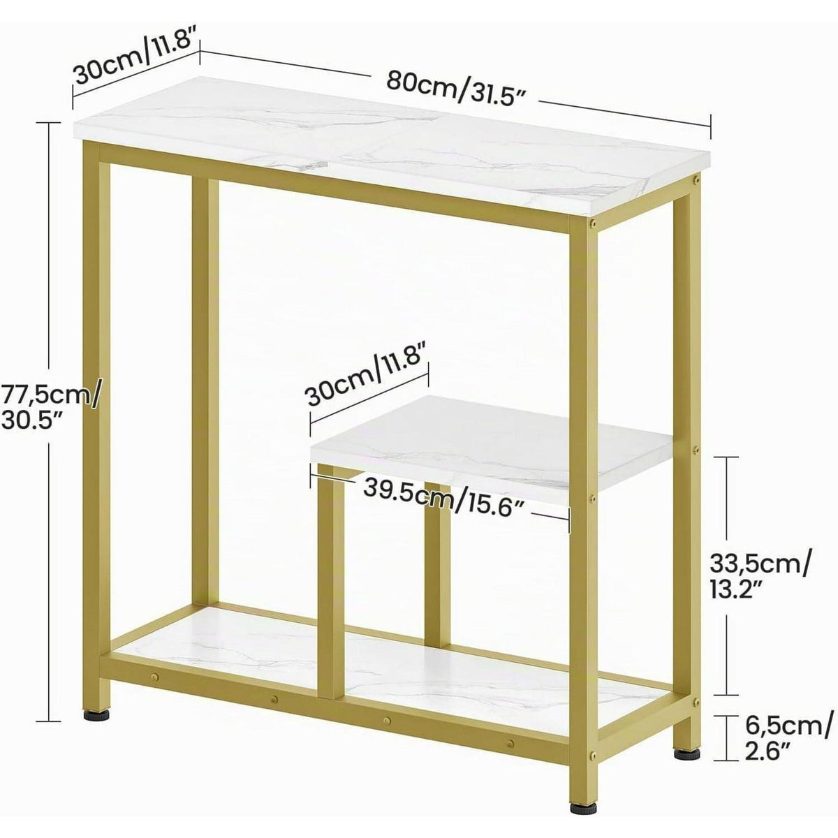 Moderner Konsolentisch mit Marmoroptik & Goldrahmen
