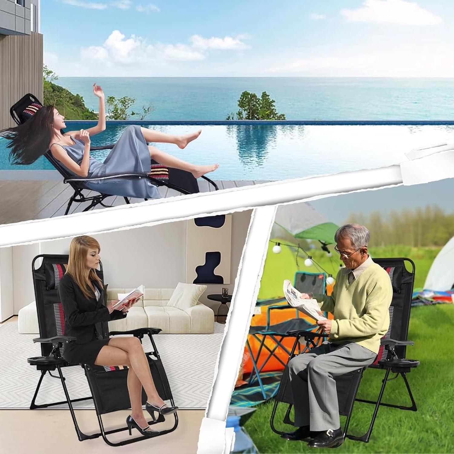 Sonnenliege Klappbar Extra Breit Verstellbar Rückenlehne Kissen