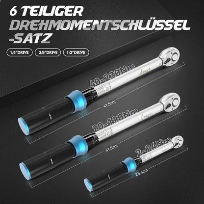 Drehmomentschlüssel Set 3-tlg. 2-230 Nm mit Kalibrierzertifikat