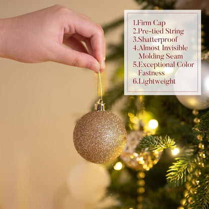 50 Weihnachtskugeln Weiß Gold Kunststoff mit Aufhänger